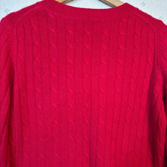 Vineyard Vines Cable Knit Cashmere Sweater Size Small Red Plaid Cuffed Preppy - Picture 7 of 9